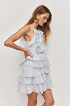 Aje Cleo Mini Dress Silver Blue