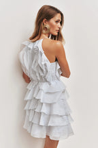 Aje Cleo Mini Dress Silver Blue