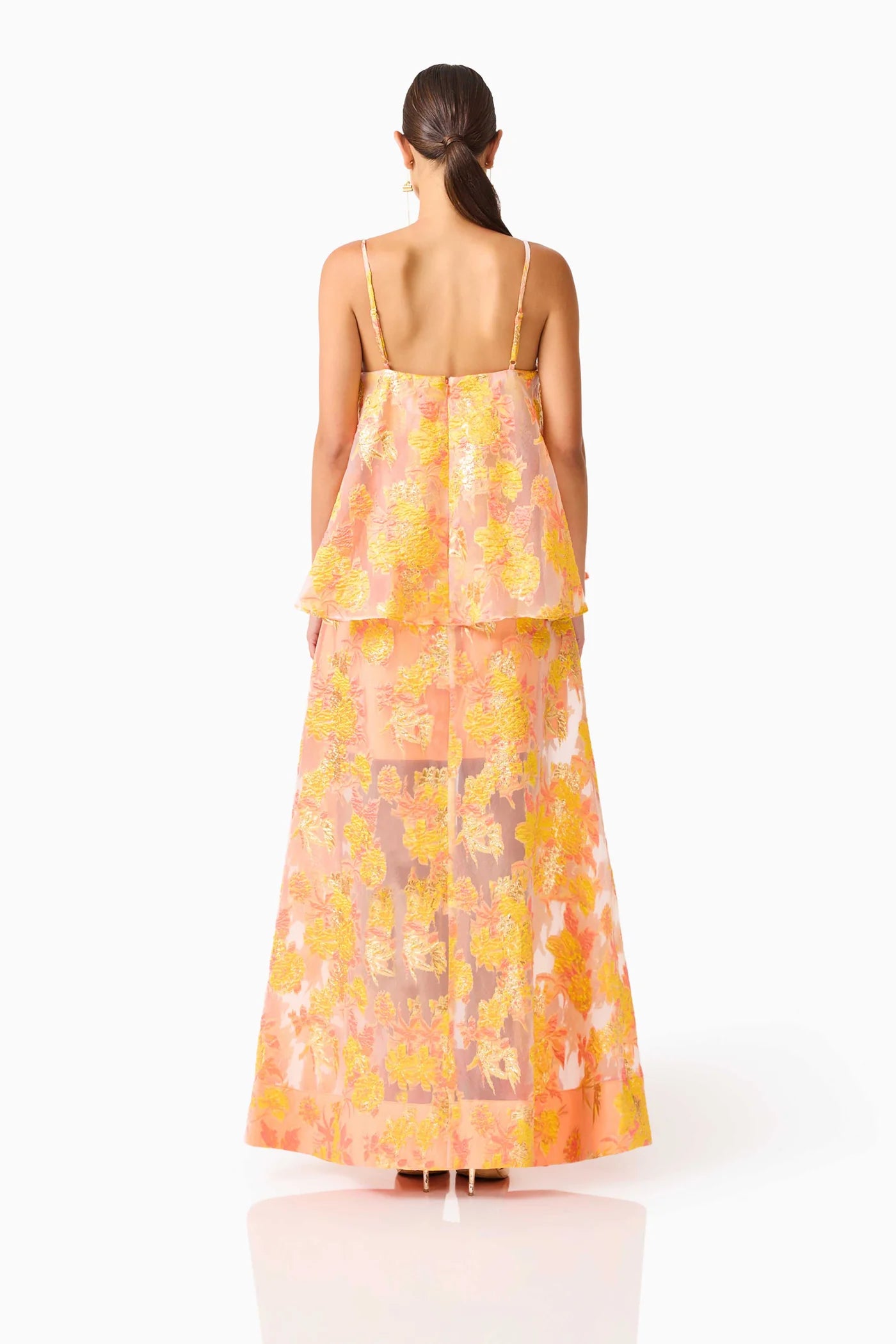 Elliatt Elysia Tiered Gown Orange Floral