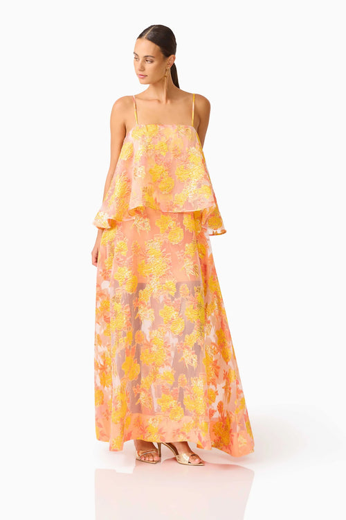 Elliatt Elysia Tiered Gown Orange Floral
