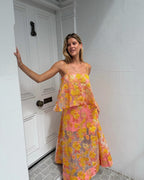 Elliatt Elysia Tiered Gown Orange Floral