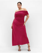 City Chic Tati Off Shoulder Maxi Dress Raspberry