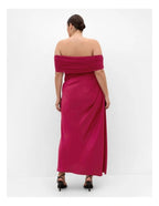 City Chic Tati Off Shoulder Maxi Dress Raspberry