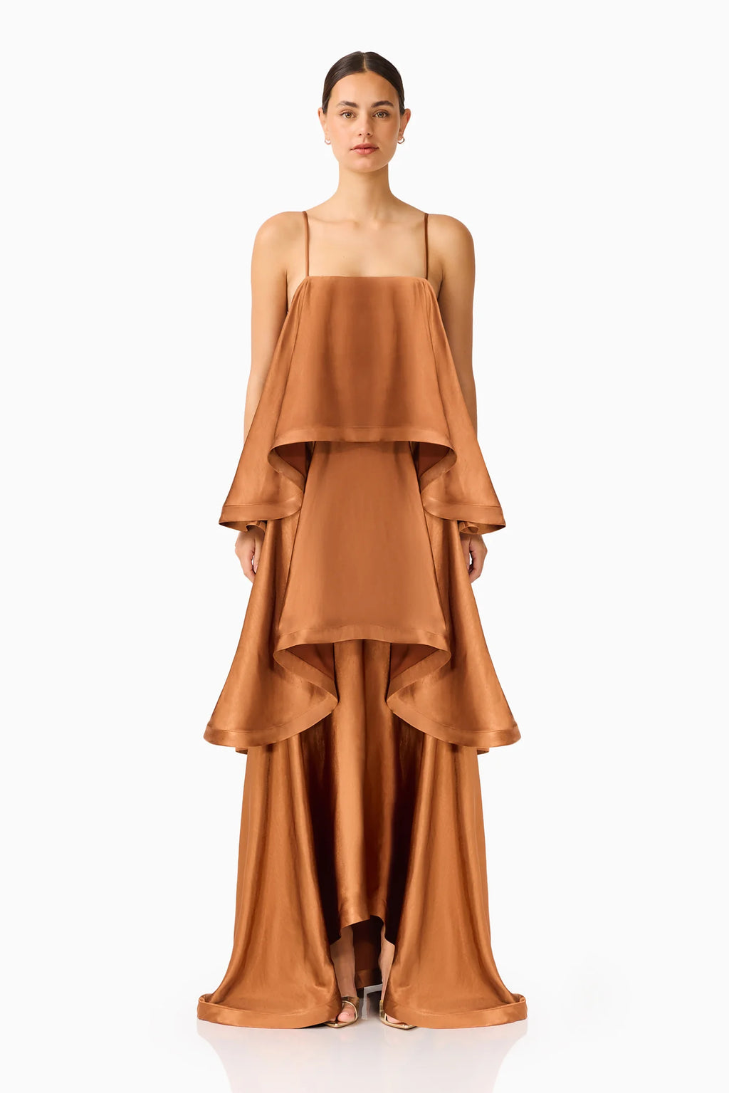Elliatt Tilly Tiered Maxi Dress Toffee Brown
