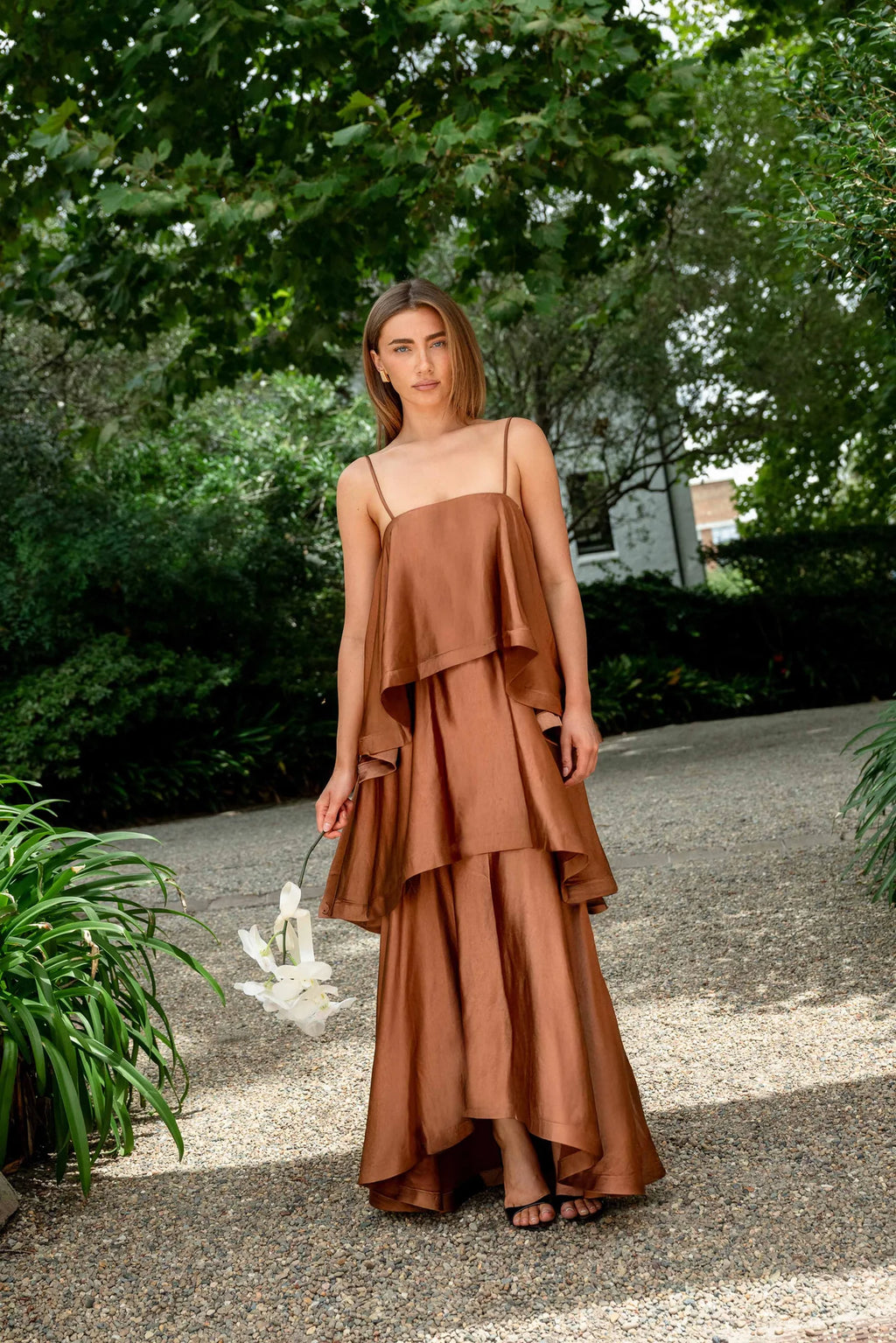 Elliatt Tilly Tiered Maxi Dress Toffee Brown