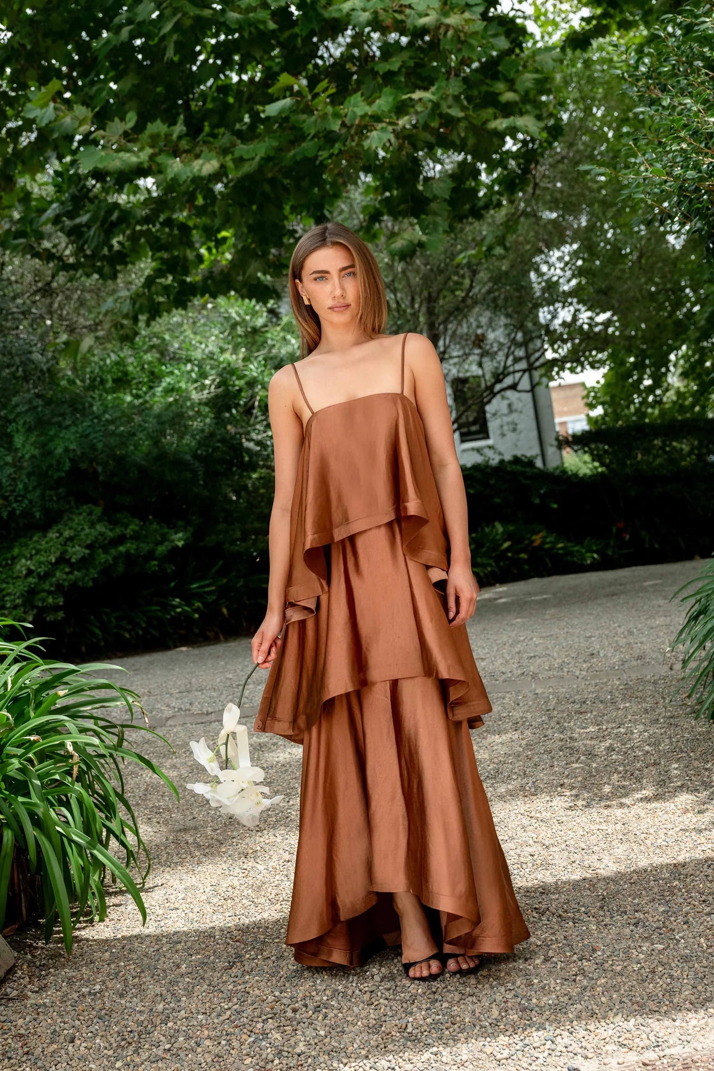 Elliatt Tilly Tiered Maxi Dress Toffee Brown