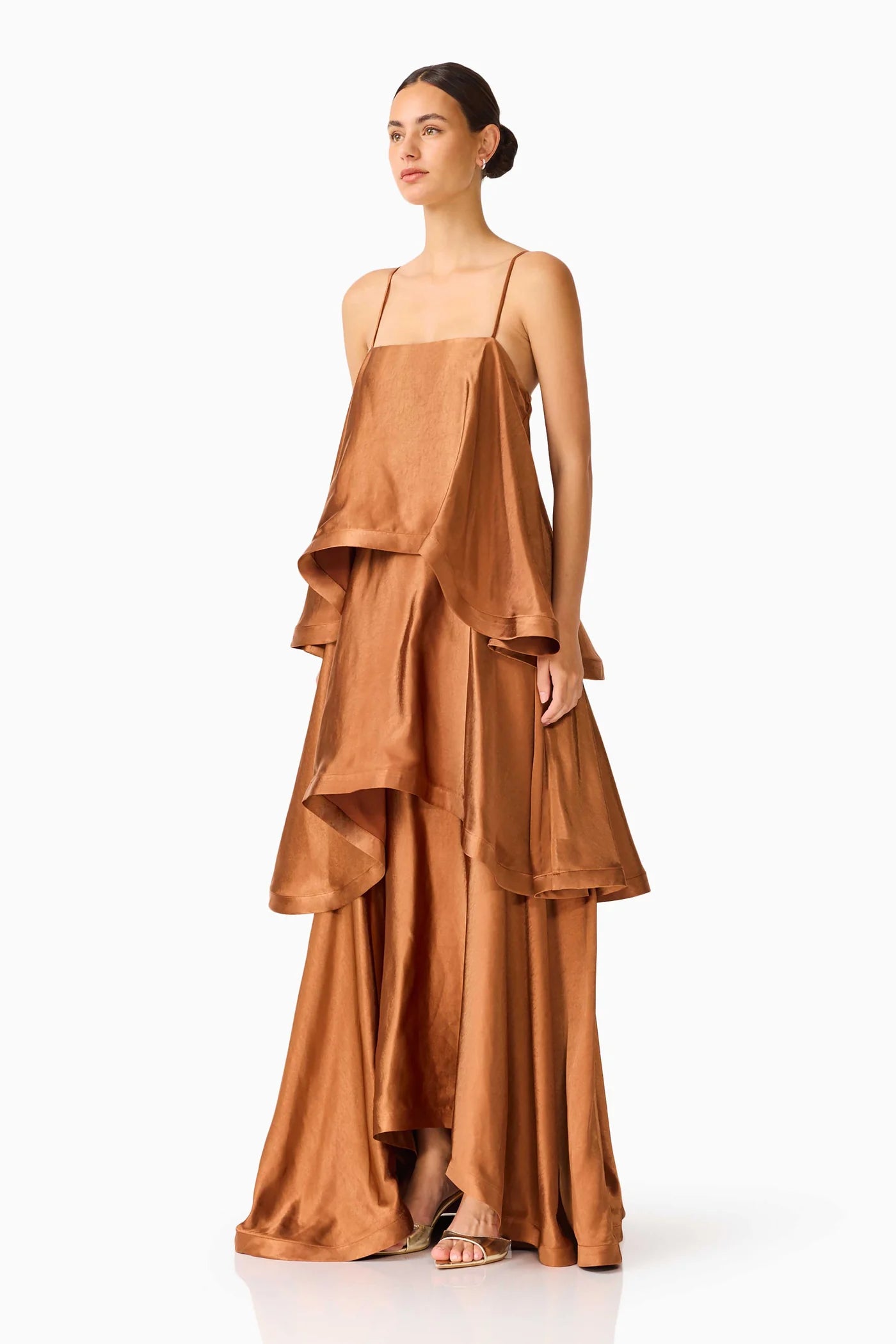 Elliatt Tilly Tiered Maxi Dress Toffee Brown