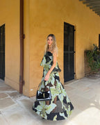 Elliatt Elysia Tiered Gown Black & Green Floral