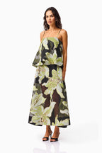 Elliatt Elysia Tiered Gown Black & Green Floral