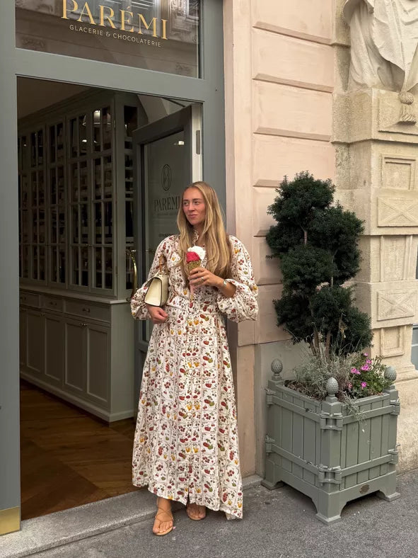 Palm Noosa Noddy Tomato Tiles Maxi Dress Print