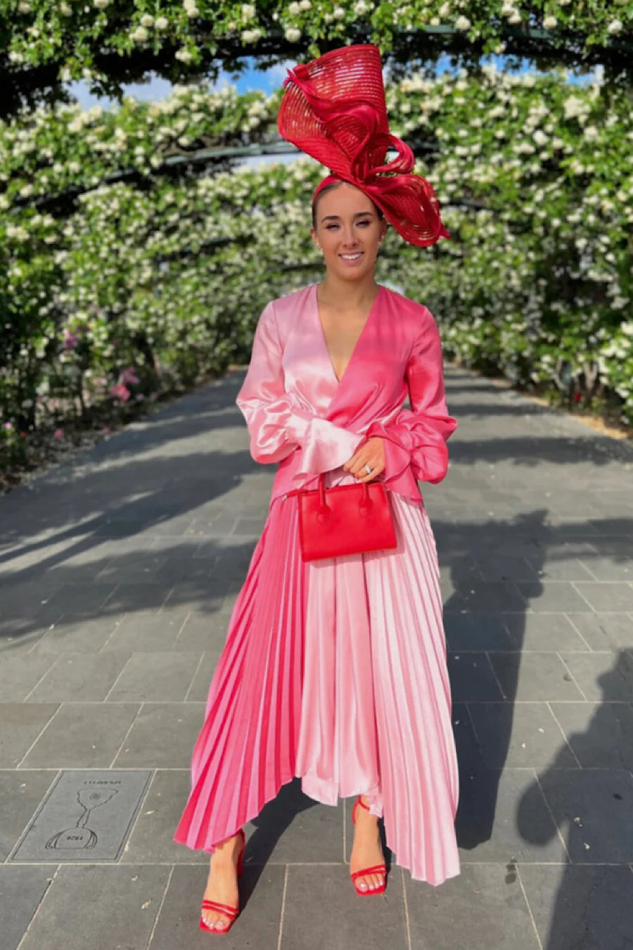 Acler Empire Midi Dress Two Tone Pink