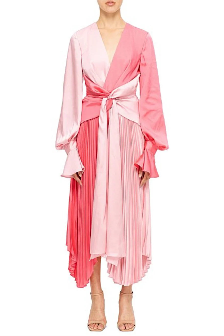 Acler Empire Midi Dress Two Tone Pink