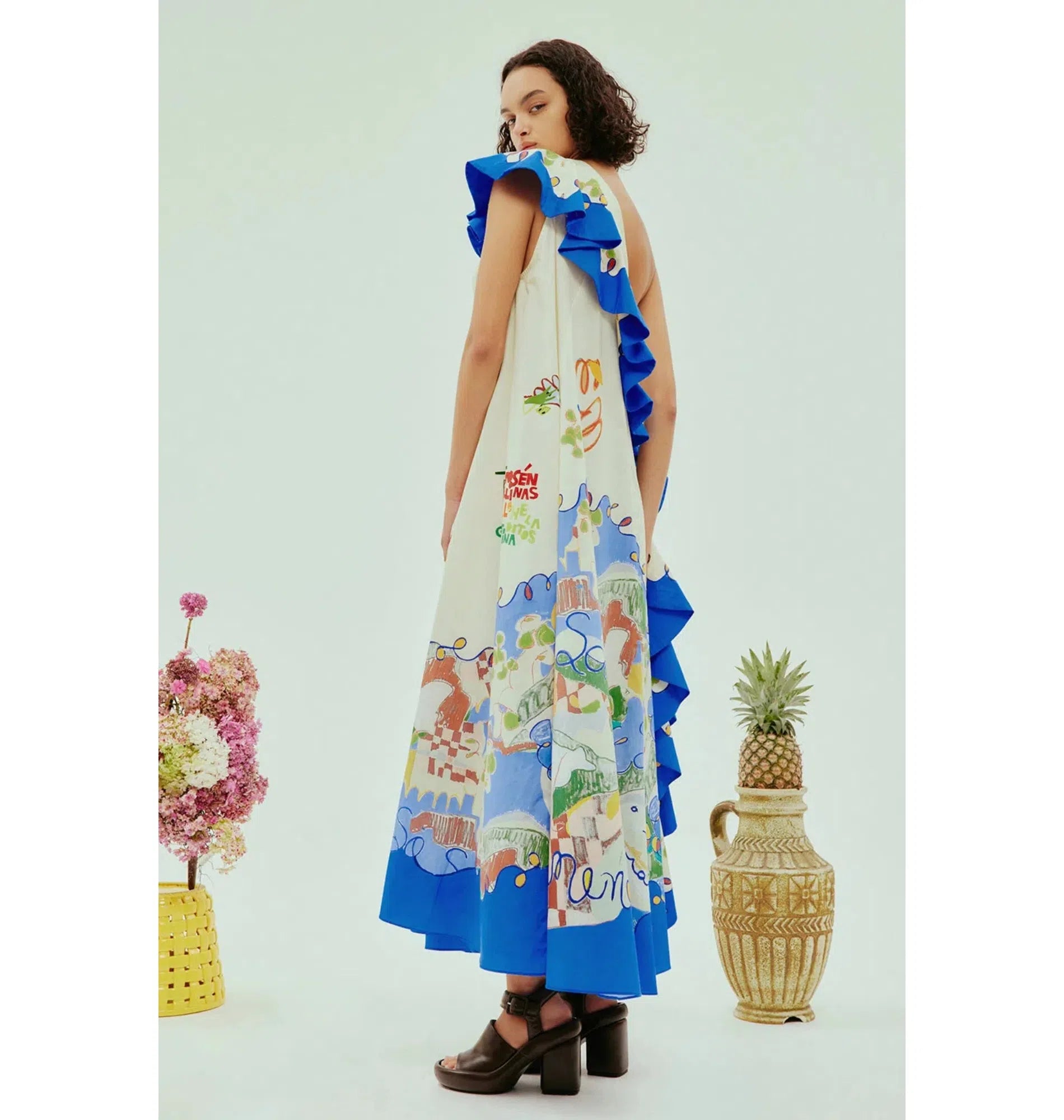 Alemais Nadia One Shoulder Ruffle Dress
