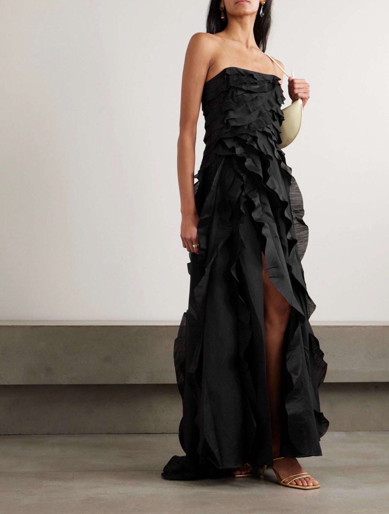 Aje Allairie Ruffle Maxi Dress Black