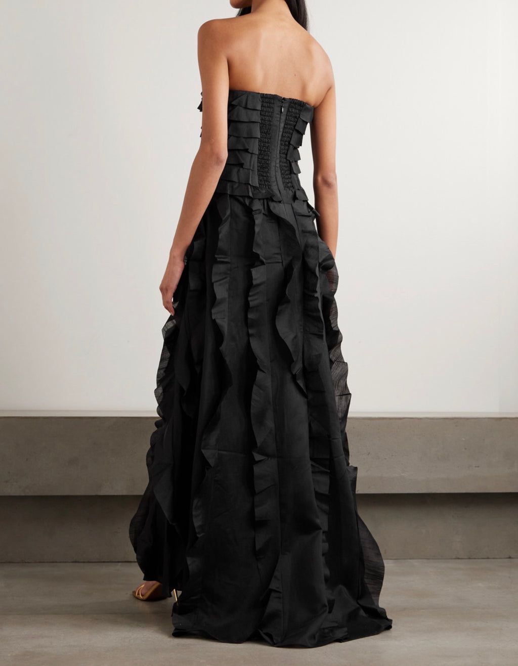 Aje Allairie Ruffle Maxi Dress Black