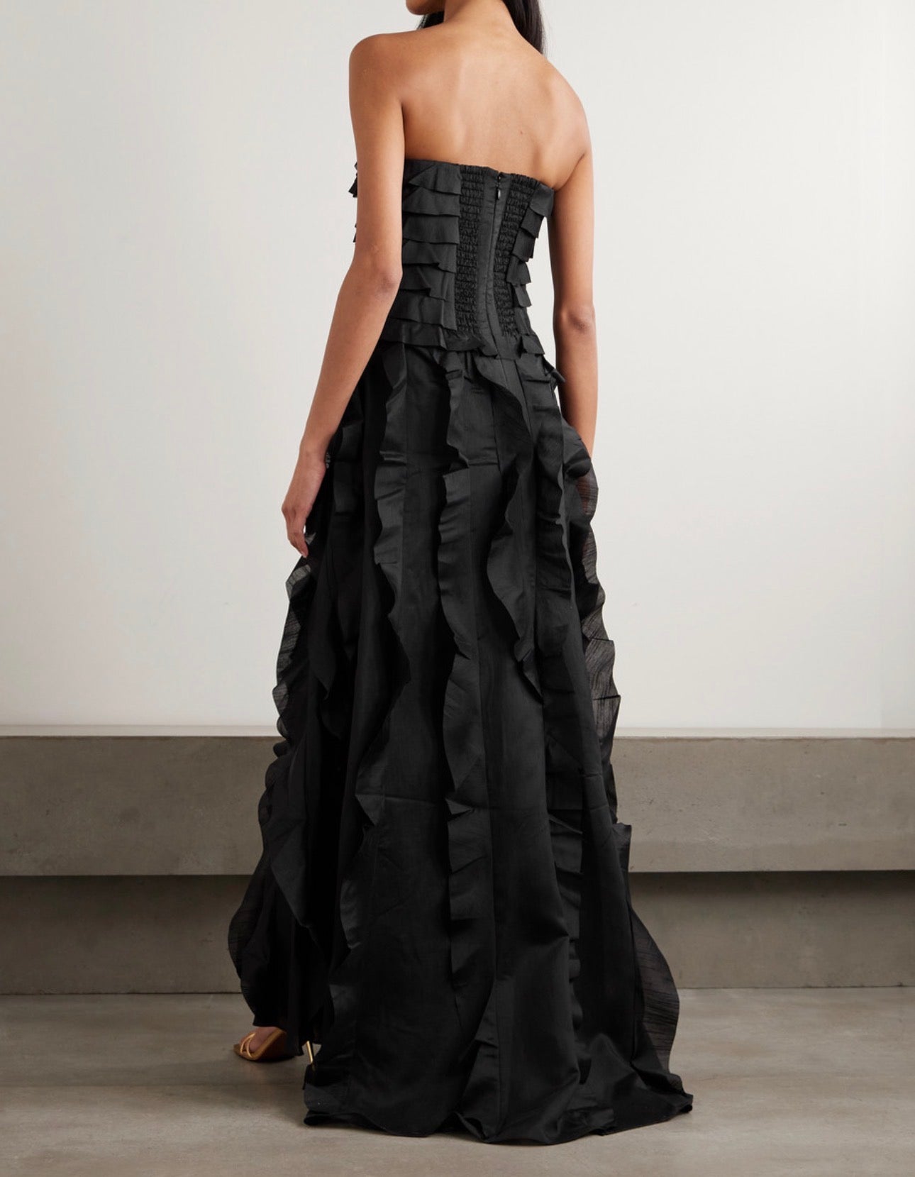 Aje Allairie Ruffle Maxi Dress Black