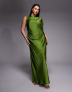 Forever New Kody Satin Lace Asymmetric Dress