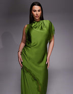 Forever New Kody Satin Lace Asymmetric Dress
