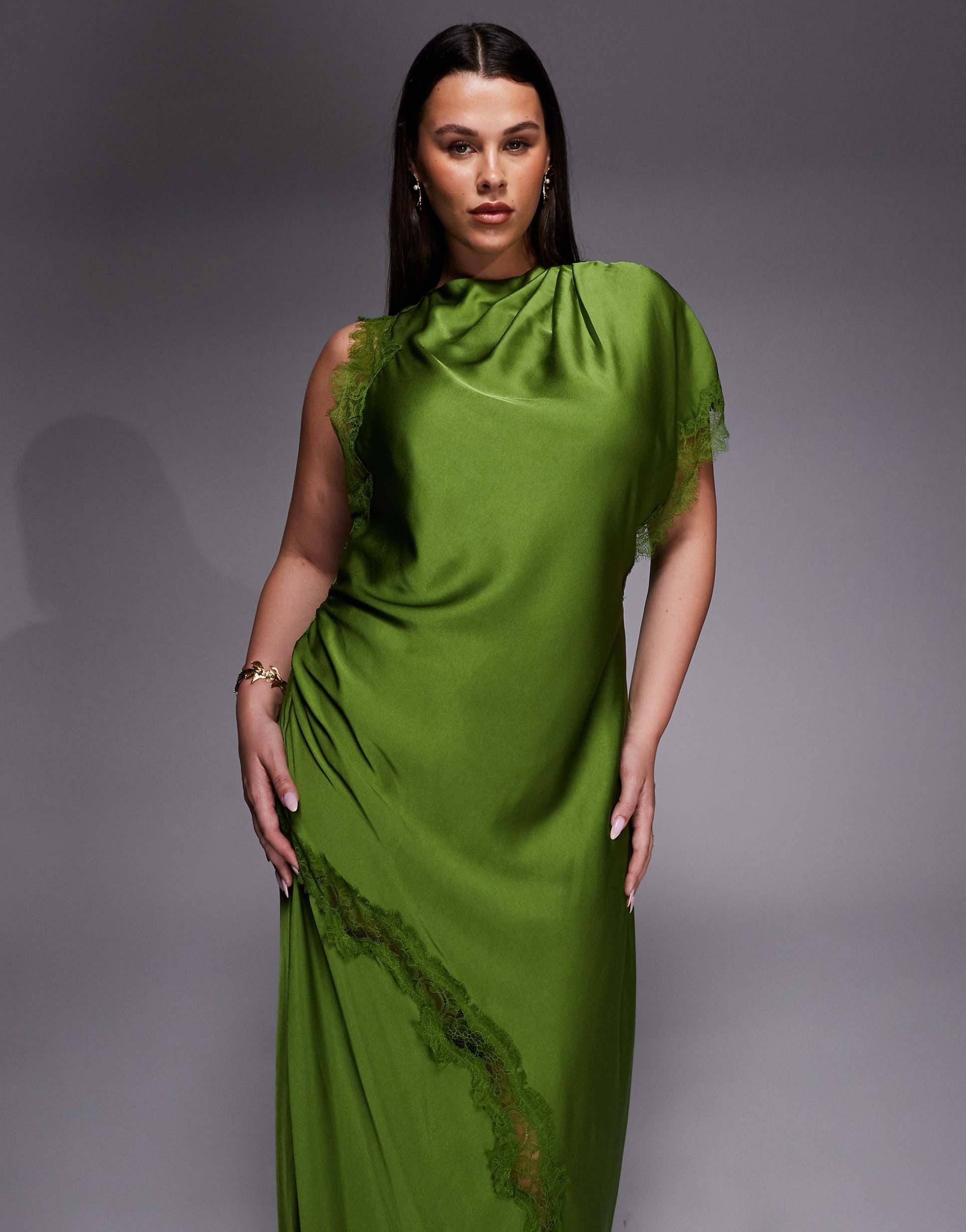 Forever New Kody Satin Lace Asymmetric Dress