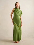 Forever New Kody Satin Lace Asymmetric Dress