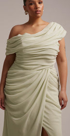 ASOS Design Draped One Shoulder Dress Sage Green