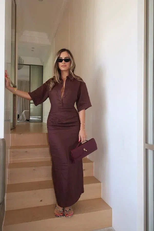 Sneaky Link Lefka Midi Dress Brown