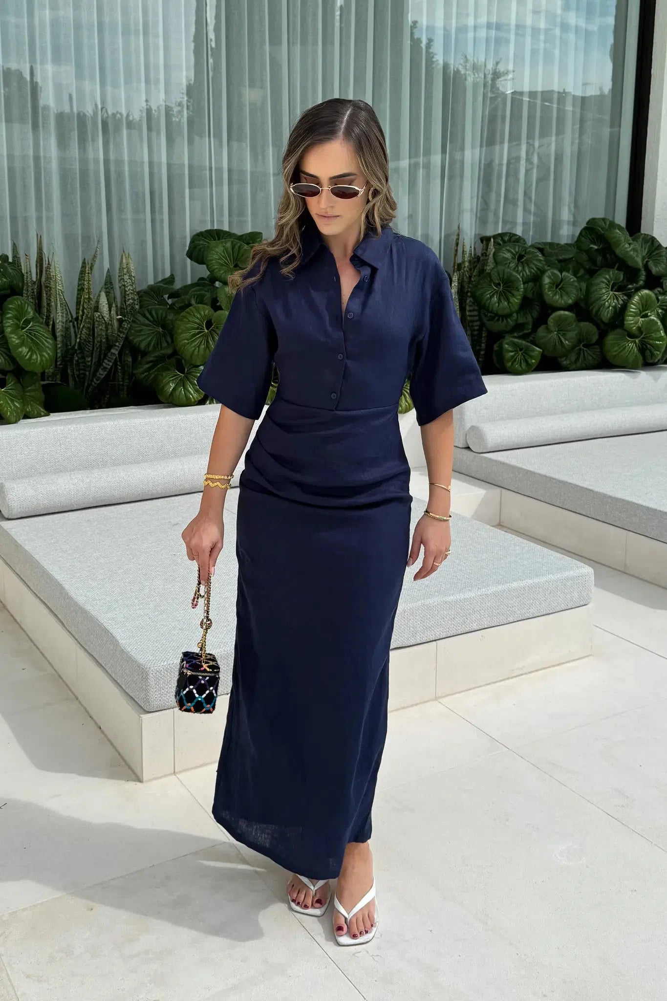 Sneaky Link Lefka Midi Dress Navy