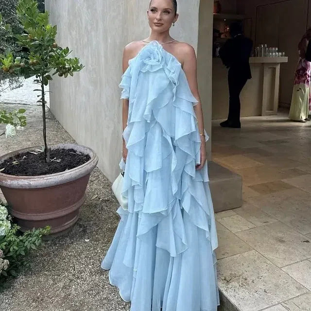 Aje Pandorea Layered Maxi Dress Blue