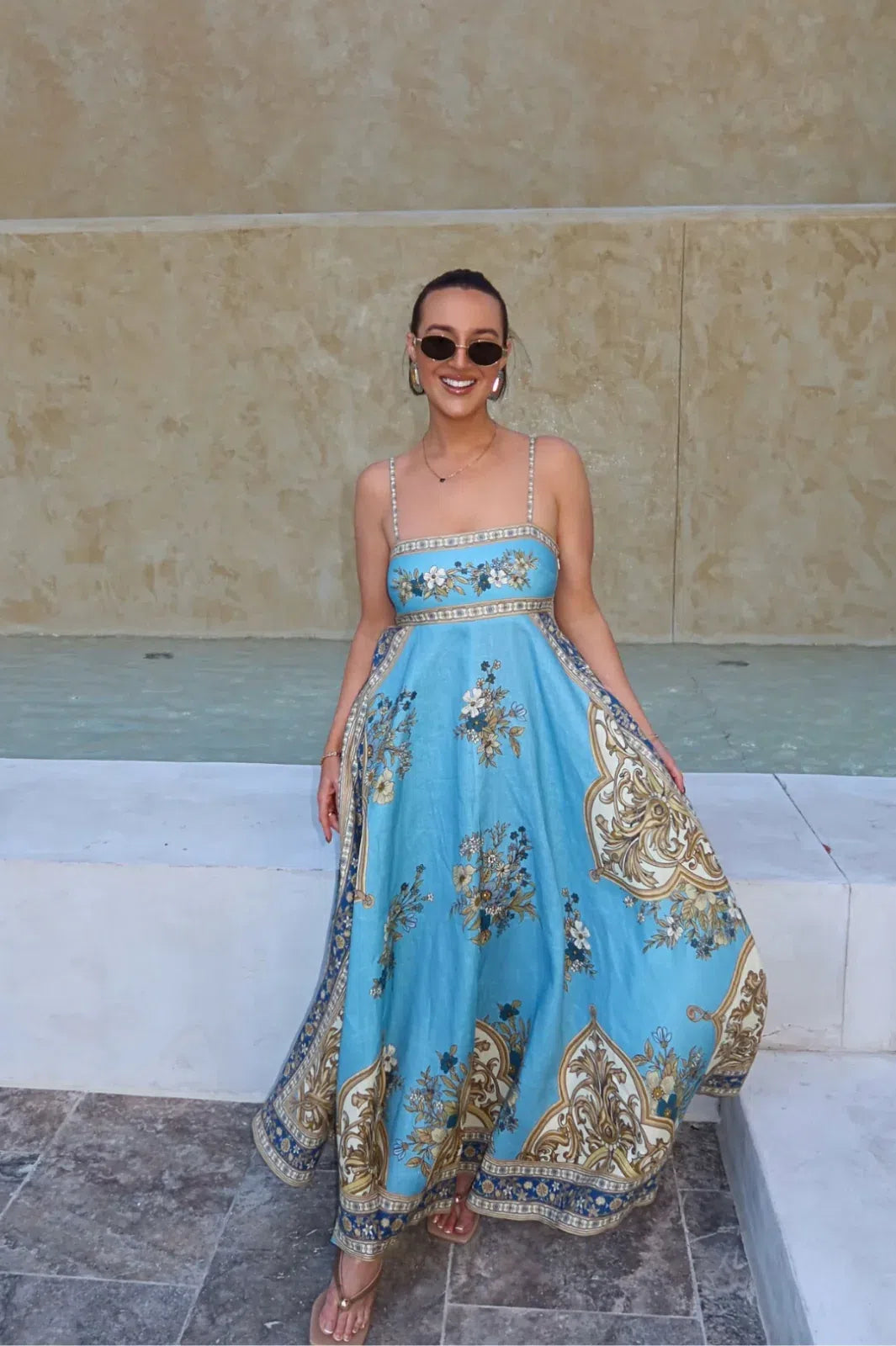 Alemais Cassie La Sirena Exclusive Sundress Blue Print